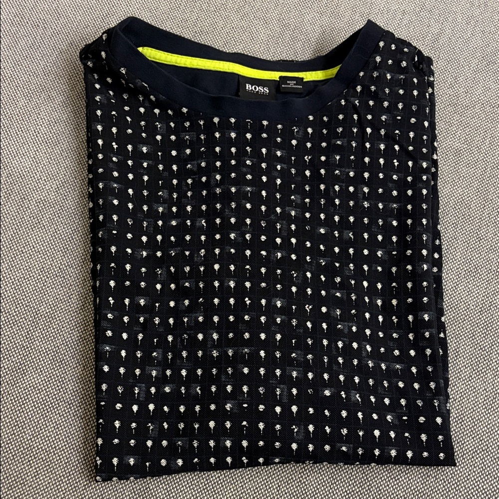 Boss Black and White Textured tee